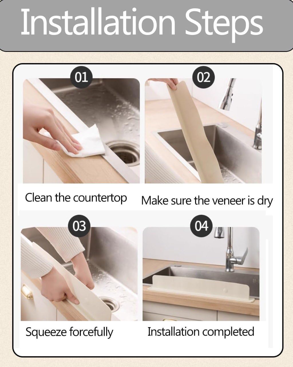 Premium Silicone Sink Splash Guard - 40cm Flexible Water Barrier for Kitchen Sink (BUY ONE GET ONE FREE)