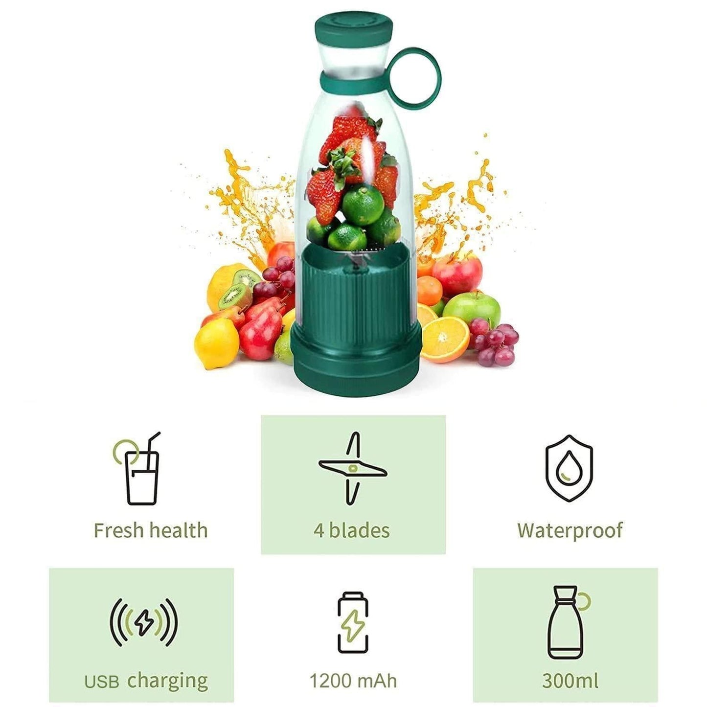Electric Mini Portable Juicer – 350ml Rechargeable Smoothie Blender
