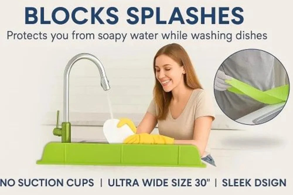 Premium Silicone Sink Splash Guard - 40cm Flexible Water Barrier for Kitchen Sink (BUY ONE GET ONE FREE)