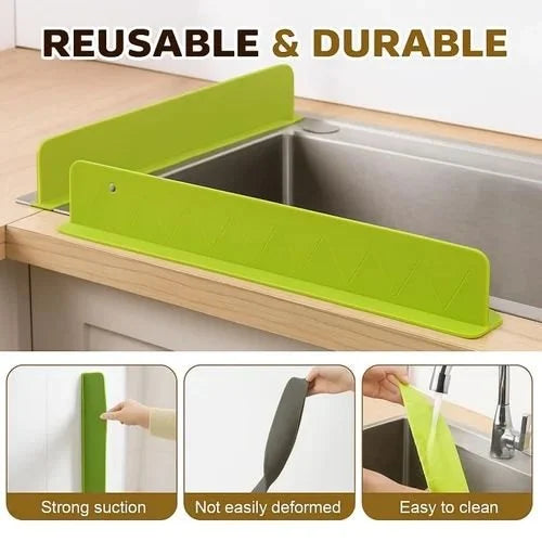 Premium Silicone Sink Splash Guard - 40cm Flexible Water Barrier for Kitchen Sink (BUY ONE GET ONE FREE)